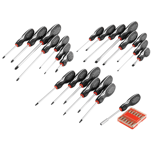 KTI11035 K Tool International 34-Piece Chrome Vanadium Steel Screwdriver Set (In