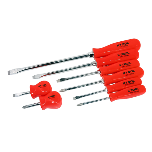 KTI-19700 K Tool International 8-Piece Screwdriver Set With Orage Square Handles