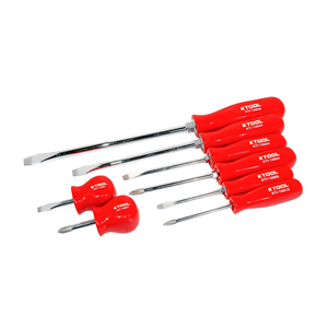 KTI-19800 K Tool International Screwdriver Set Phillips & Slotted 8Pc Red