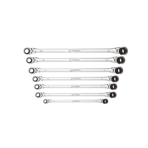 DBM10DBM4 K Tool International 7 Pc. Metric Double Box Univ Spline 90 Tooth Rev Ratchet Set