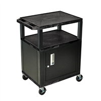 WT34C2 Luxor 34 A/V Cart 3 Shelves, Cab Black Legs