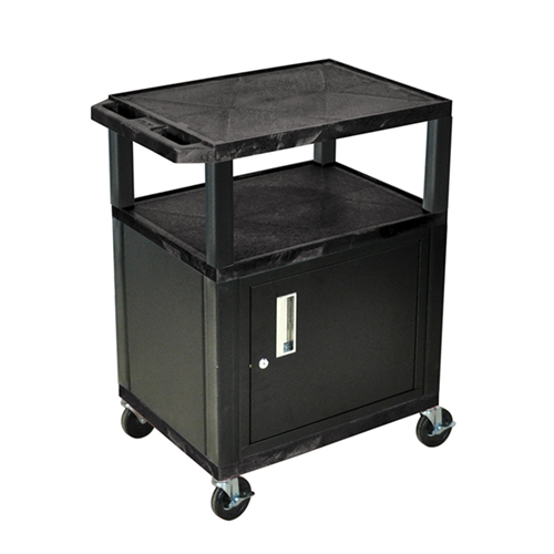 WT34C2 Luxor 34 A/V Cart 3 Shelves, Cab Black Legs