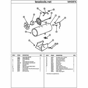 MR. HEATER MH35FA PARTS AND PARTS LIST