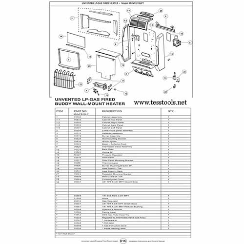 Mr.Heater MHVFBI10LPT Parts and Part List