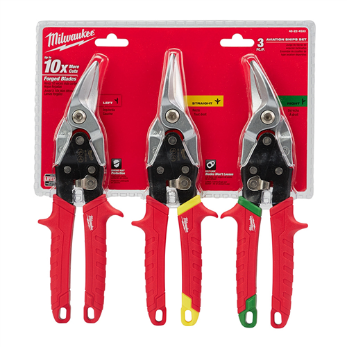 48-22-4533 Milwaukee Tool 3-Pc Aviation Snips (Left, Right, Straight) Set