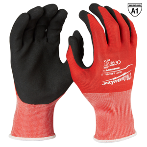 48-22-8900 Milwaukee Tool Red Nitrile Level 1 Cut Resistant Dipped Work Gloves, Small