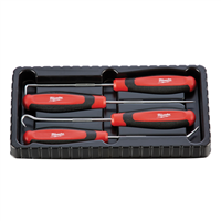 48-22-9215 Milwaukee Tool 4-Pc All-Metal Core Comfort Grip Hook & Pick Set, Chrome Plated