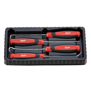 48-22-9215 Milwaukee Tool 4-Pc All-Metal Core Comfort Grip Hook & Pick Set, Chrome Plated