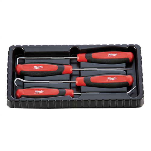 48-22-9215 Milwaukee Tool 4-Pc All-Metal Core Comfort Grip Hook & Pick Set, Chrome Plated