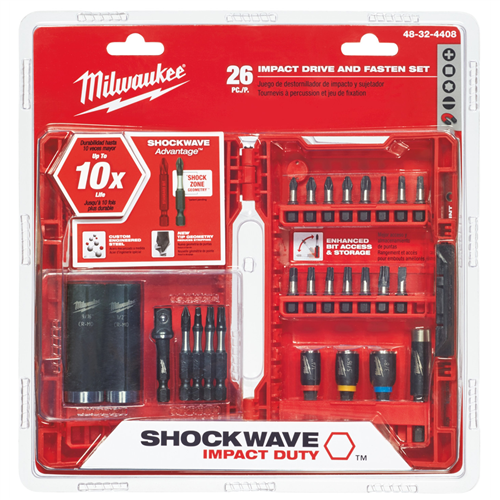 48-32-4408 Milwaukee Tool 26-Pc Shockwave Drive Fasten Set