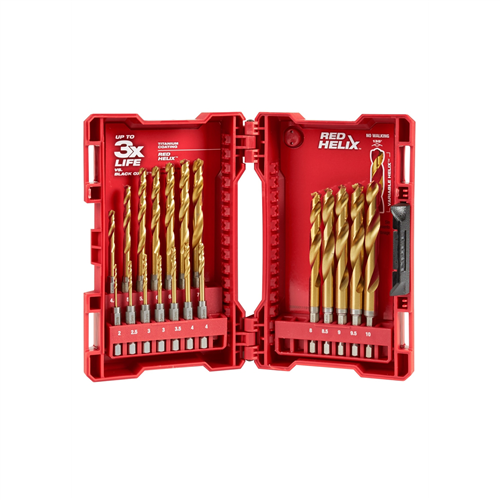 48-89-4860 Milwaukee Tool Shockwave Red Helix Metric Titanium Drill Bits 19-Pc Set