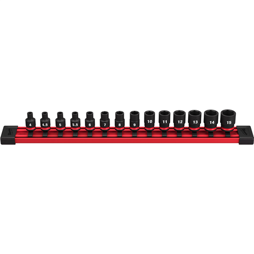 49-66-7002 Milwaukee Tool 14Pc Shockwave Impact Duty Metric Standard 6 Point Socket Set