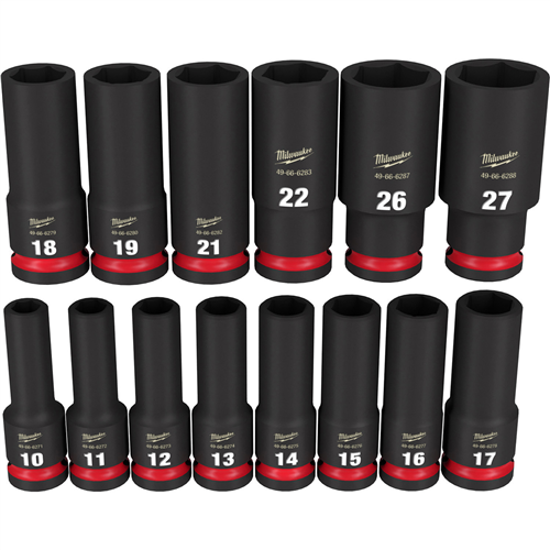 49-66-7014 Milwaukee Tool 14Pcshockwave Impact Duty 1/2" Drive Metric Deep 6 Point Socket Set