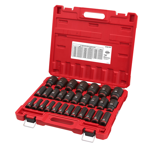 49-66-7015 Milwaukee Tool 29Pcshockwave Impact Duty 1/2" Drive Metric Deep 6 Point Socket Set