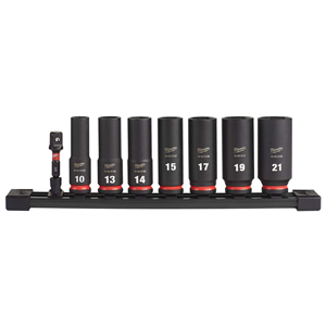 49-66-7021 Milwaukee Tool 8Pc Shockwave Impact Duty 3/8" Drive Metric Deep 6 Point Socket Set