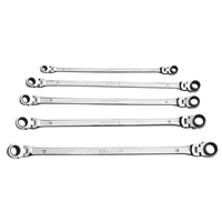 EX-PFFGBXZ-5PC Mountain Mountain 5-Piece Metric Double Box Universal Spline Reversible Ratcheting Wrench Set; 8 Mm - 18Mm, 90 Tooth Design, Long, Flexible, Reversible