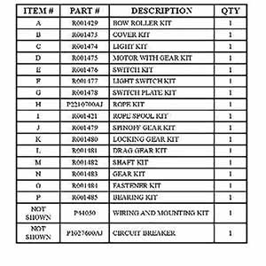 Powerwinch P44200 Deck Mate 25 Parts and Parts List