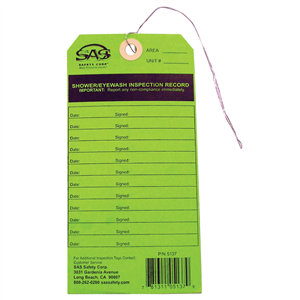 5137 Sas Safety Eyewash Inspection Tag (Only) For Eyewash Station 5134-00