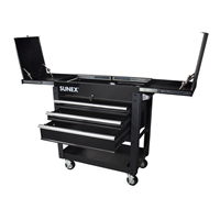 8035XTBK Sunex 3 Drawer Utility Cart With Sliding Top, Black