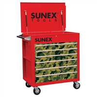 8057-RSC Sunex 6 Full-Drawer Professional Cart, Red W/Camo