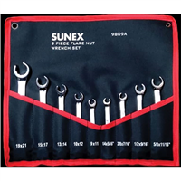 9809A Sunex 9 Pc Polish Sae Metric Flare Nut Wrench Set