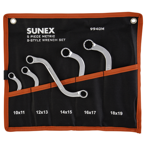 9940M Sunex S-Style Double Box End Metric Wrench Set, 5 Pc.