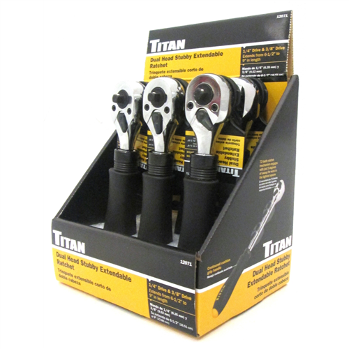 12071-6 Titan 6Pc Dual-Headed 1/4" & 3/8"Dr Std Ratchet Display