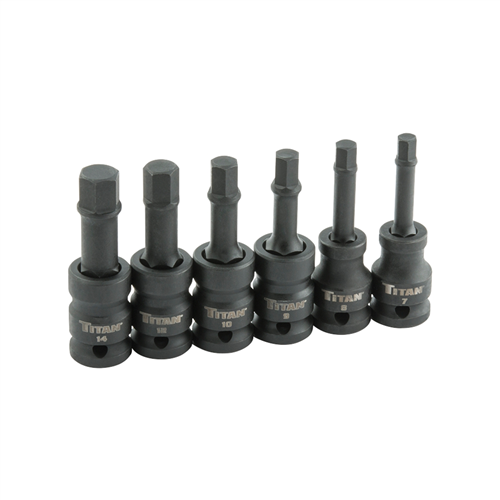 42906 Titan 6-Pc 1/2" Dr Mm Hex Impact Bit