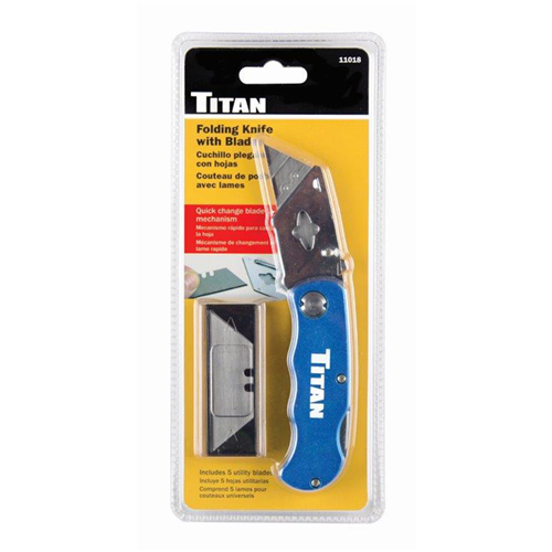 55626 Titan Folding Utility Knife - Blue