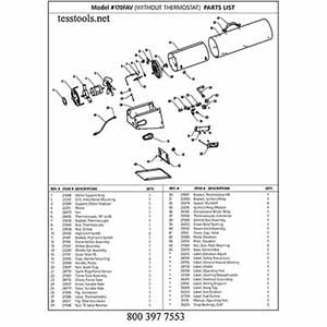 MR. HEATER TS170FAV PARTS AND PARTS LIST