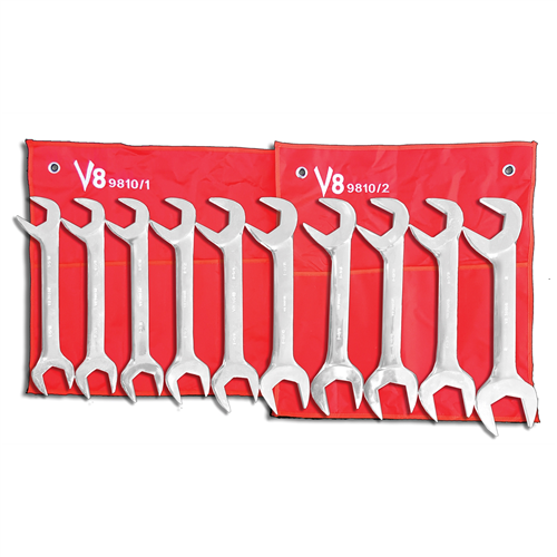 9810 V-8 Tools 10Pc Jumbo Angle Wrench Set 1-5/16 - 2"