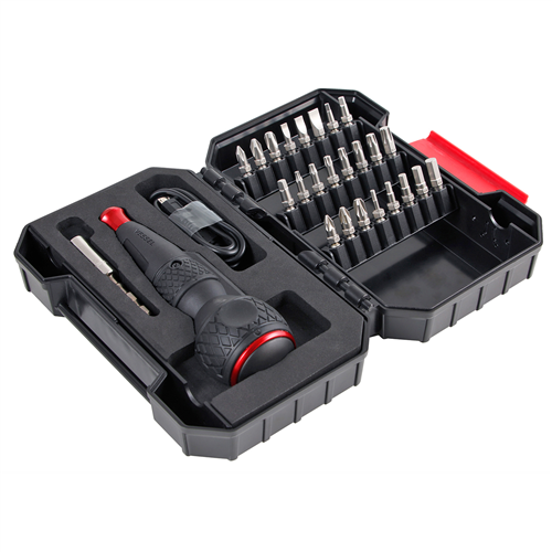 Rechargeable Ball Grip Screwdriver with 25-pc Bit Set