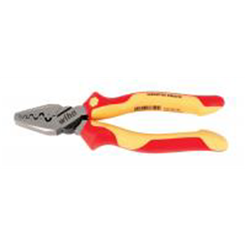 32945 Insul. Industrial Crimping Pliers 7" Oal. Industrial Brushed Finish. Two Component Ergo Cushion Grips.