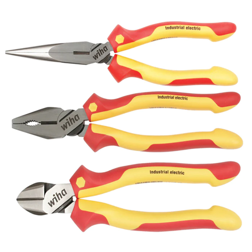 32981 Wiha Tools 3 Piece Insulated Industrial Pliers-Cutters Set