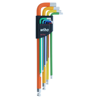 66980 Wiha Tools Wiha Color Coded Ball End Hex L-Keys Set Sizes Included: 1.5, 2, 2.5, 3, 4, 5, 6, 8, 10Mm