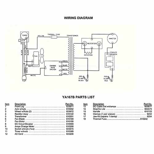 Snap-On Model YA167B Parts List,Wiring Diagram,Schematic marine solar wiring diagrams 